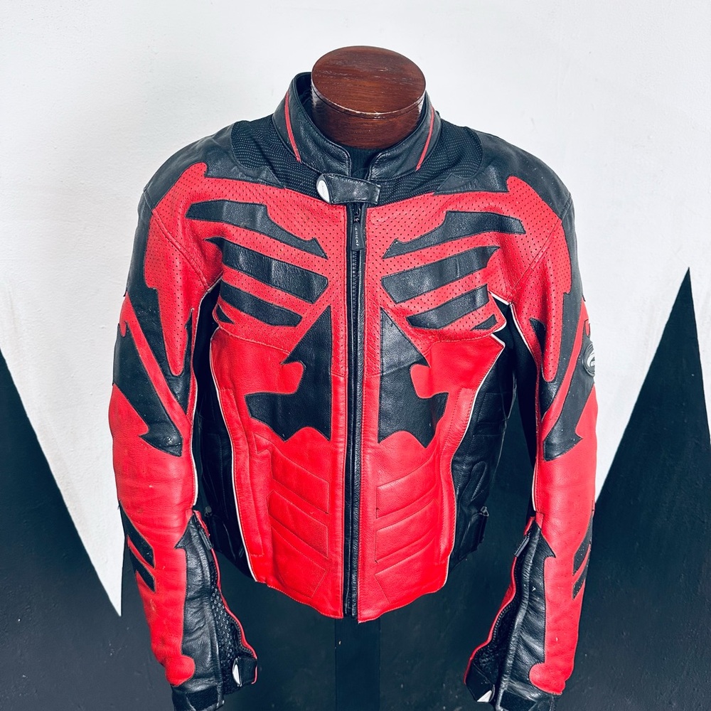 Rare Vintage Red and Black Men's Motorcycle Jacket